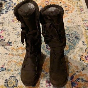 The North Face lace up brown winter boots